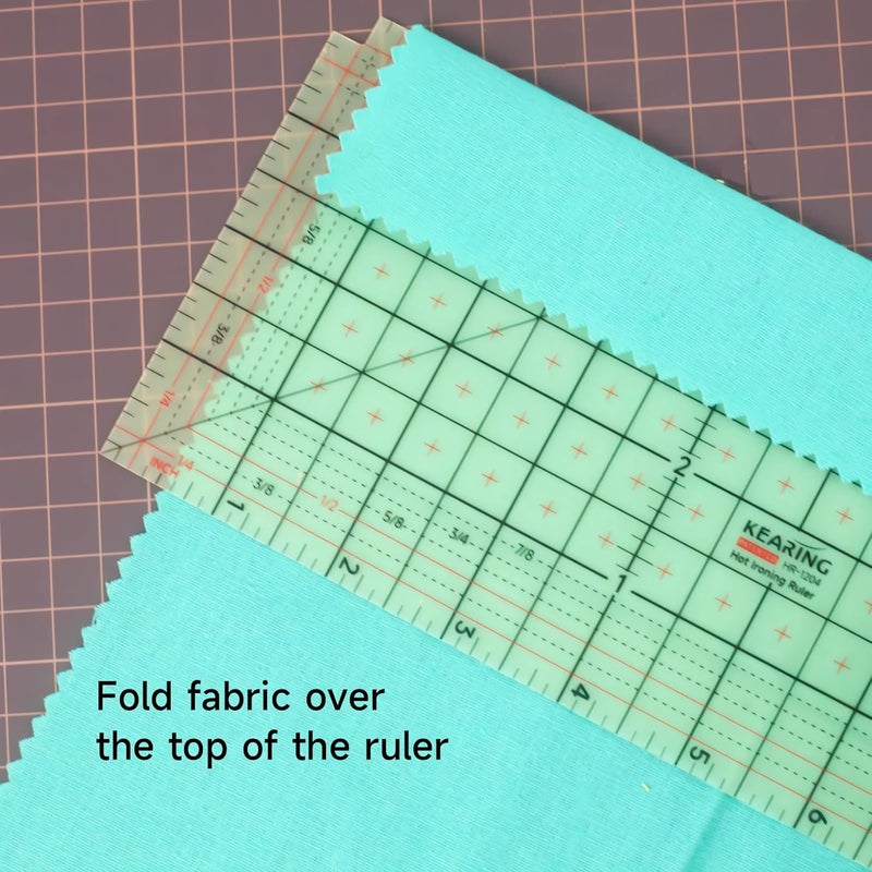 KEARING , 3 Pieces Hot Hem Ruler for Sewing, 10 Inch & 12 Inch, Patented Heat Resistant Non-Slip Hot Ironing Ruler for Measure, Mark, Fold, Press with Dry or Steam Iron - Image 4